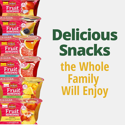Del Monte Chia Fruit Cup Snacks Peaches Strawberry Dragon Fruit 12 Pack 7 oz