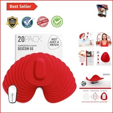 20 Pack Dexcom G6 Adhesive Patches - Durable Water-Resistant Overpatch Red