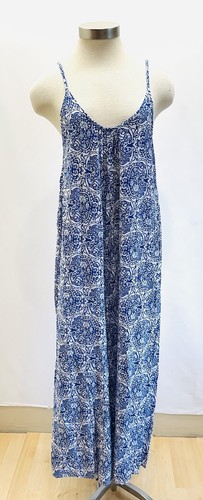 Mono BUENOS NINOS Mujer Sin Mangas Cuello en V Azul Floral Pierna Ancha Talla Mediana