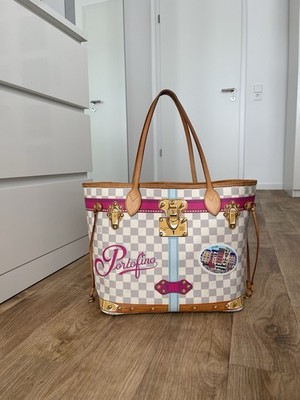 Org. Louis Vuitton Neverfull MM Damier Azur Summer Trunks Portofino