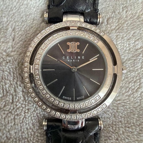 CELINE Diamond Bezel Watch Luxury Jewelry Used