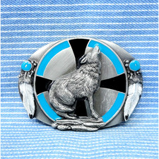 Wolf Belt Buckle Western Sportsman Native American Design Vtg Siskiyou .CPA837