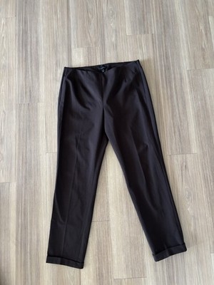 Talbots Pants Brown Mid Rise Side Zip Cuff Hem Women 8 Curvy Office Minimalist