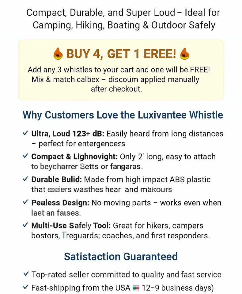 Emergency Whistle 129dB Loud Safety Whistle with Lanyard for Camping Hiking Kaya - Image 4 of 4