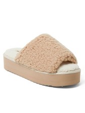 Dearfoams Cozy Comfort Women's Platform Terry Slide Slipper, Size L 9-10 Beige