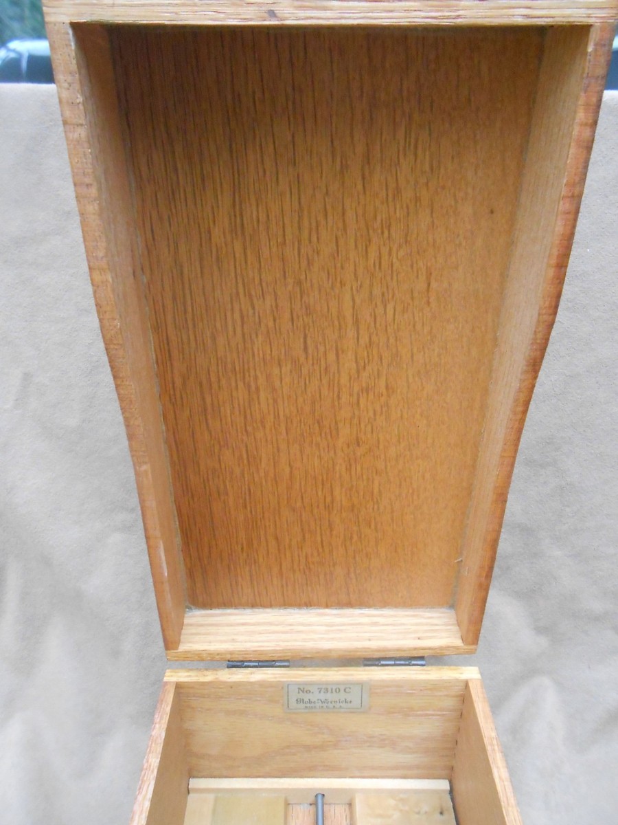 Vintage Globe Wernicke Wooden Oak Index Card Tray File Desk Recipe