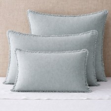 Restoration Hardware RH LINEN FRAYED EDGE SPRUCE SHAMS STANDARD Set of 2