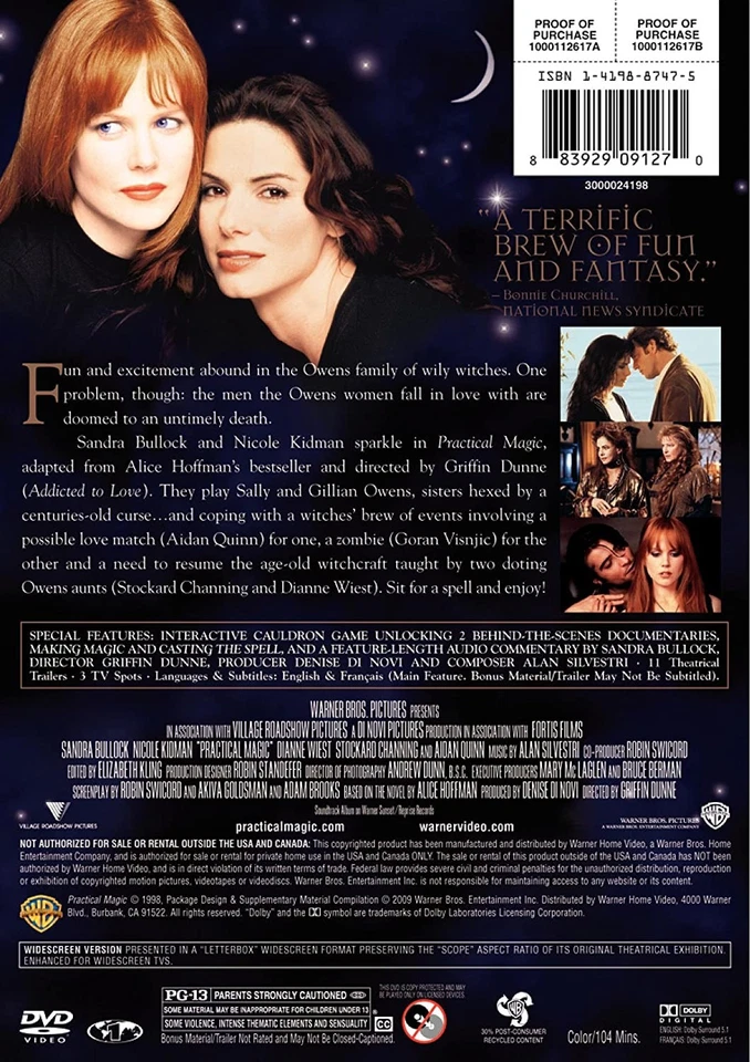 Practical Magic (Keep Case Packaging) (DVD) Sandra Bullock Nicole Kidman - Image 2 of 2