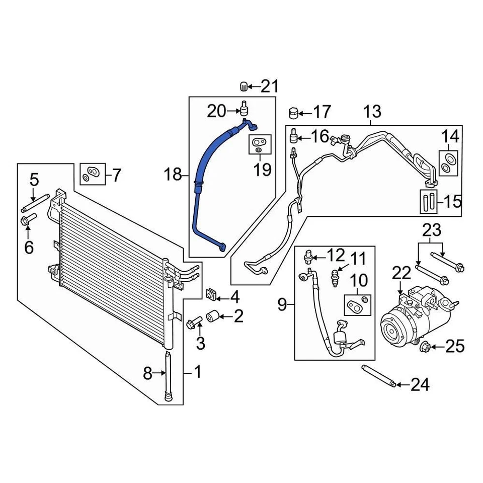 For Ford Police Interceptor Utility 13-19 Ford A/C Refrigerant Suction Hose Foto 3 de 4