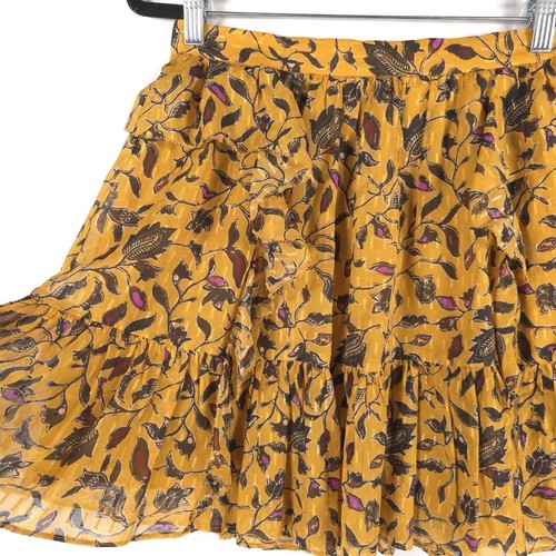 Ulla Johnson Spódnica mini Rozmiar 4 JEDWAB Mieszanka Zea Marszczona plisa Detale Obszywka Kwiatowa - Zdjęcie 11 z 14