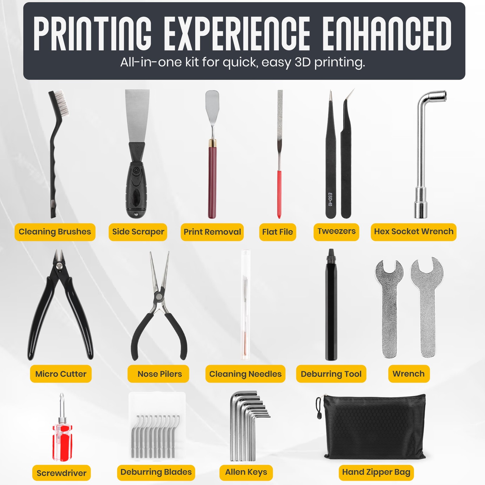 3D Printer Tool Kit - 44PCS 3D Printer Tools - 3D Printing Accessories - Incl...