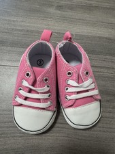 Baby Baby Pink Canvas Sneakers Polka Dot White Laces Size 3