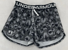 Under Armour Girls Shorts Sz Youth L Grey/Black Heatgear Running Loose