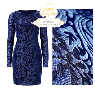 ADA DRESS by Wolford S Small Sapphire Blue Dress Velvet with Sheer Details