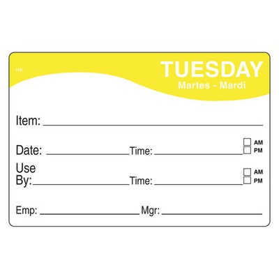 DayMark 1124672 ReMark 2 x 3 Tuesday Day Label - 500 / RL