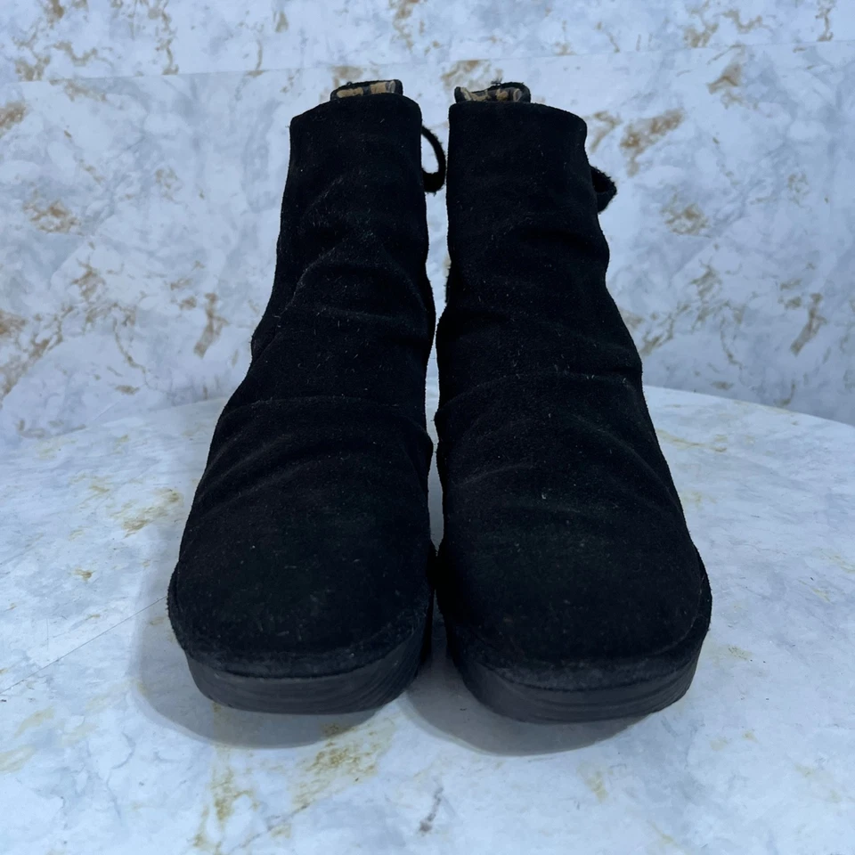 Fly London Yama 39 女式 8 码鞋黑色麂皮绒舒适楔形踝靴 — 第 2/4 张图片