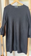 Anthropologie Black Knit Dress Women L Bell Sleeve Metallic Shimmer