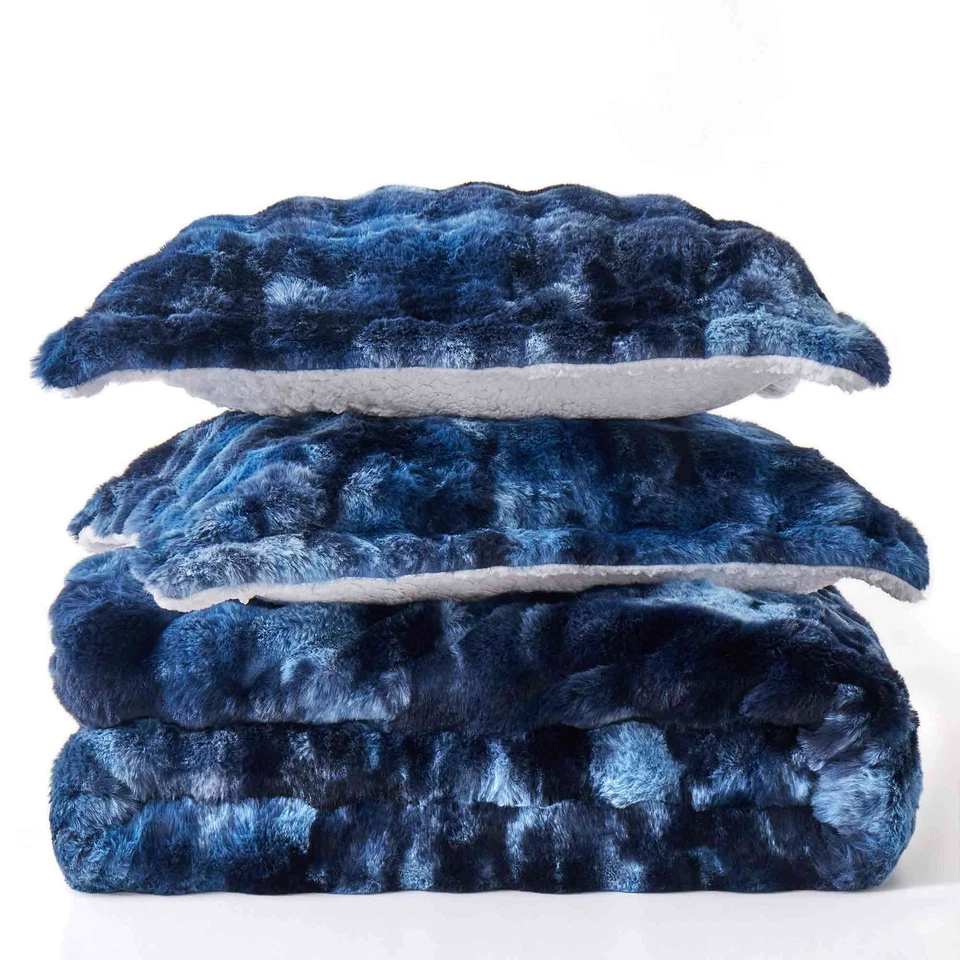 Extra Warm Soft Faux Fur Plush Sherpa Fleece Comforter Set Blanket Antistatic - Image 4 of 4