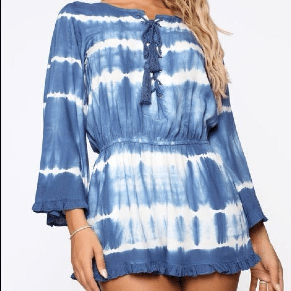 American Eagle Blue Tie Dye Romper Size Medium