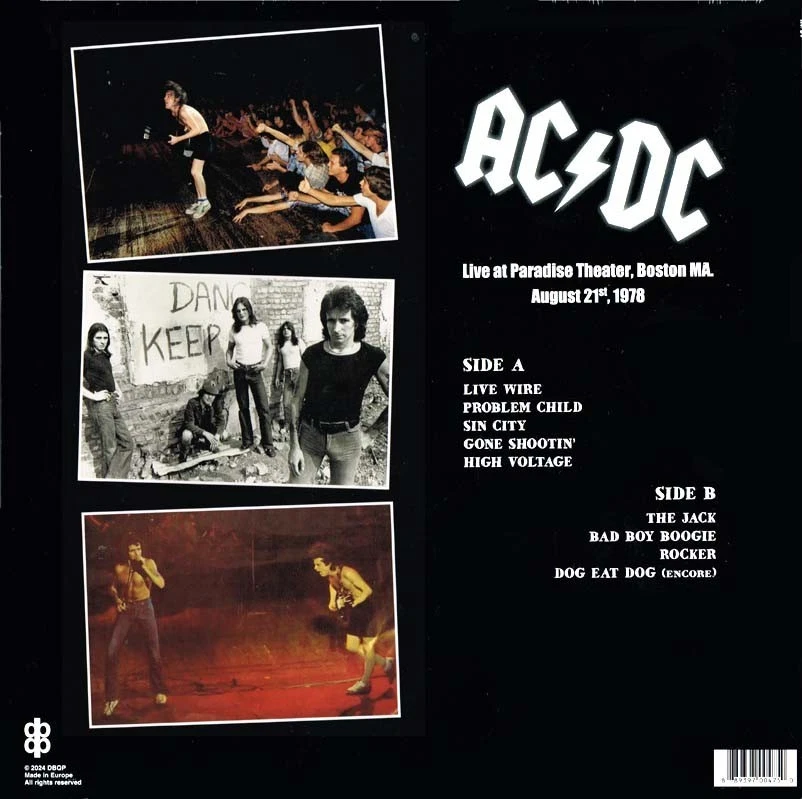 AC/DC Live At Paradise Theater, Boston MA. 21/08/1978, LP EU 2024 DBQP75