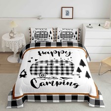 Boys Happy Camping Full Size Comforter Set Kids Camper Decor All Season Beddi...