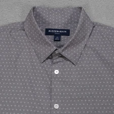 Mizzen+Main Leeward Trim Fit Shirt Mens Large Gray Geometric Button UP
