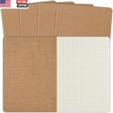 5 Pack A5 Kraft Notebooks Bulk, 8.15X5.5 Inches Graph Paper Journaling Notebooks