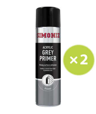 Simoniz Grey Grundierung Acrylfarbe Spray Aerosol x 2 500 ml glatte Oberfläche