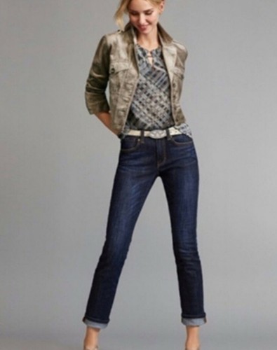 CAbi High Straight Dark Denim Jeans 