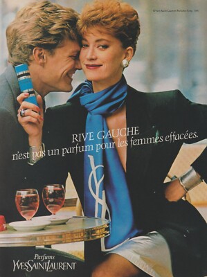 1983 Yves Saint Laurent Rive Gauche Perfume - French Lady, Wine - Print Ad Photo