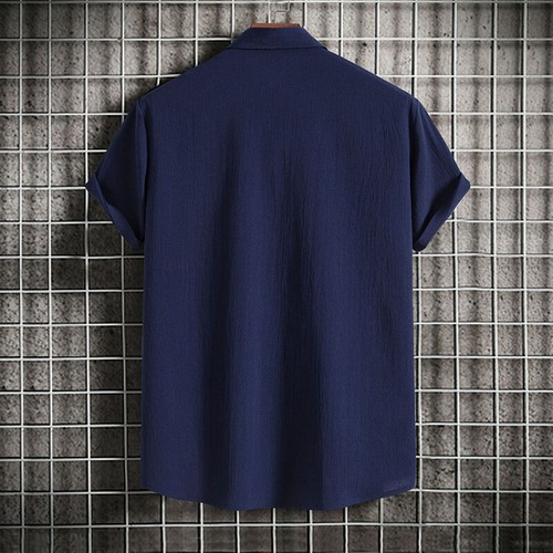 Camicie A Maniche Corte In Lino E Cotone Da Uomo Camicetta Casual Estiva & - Foto 11 di 23