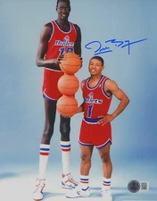 Muggsy Bogues Signed Bullets 8x10 Photo w/ Bol Beckett Witness BAS COA #1