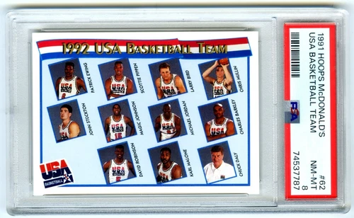MICHAEL JORDAN~RARE 1991 HOOPS MCDONALDS USA BASKETBALL TEAM PSA-8 NM-MT CARD#62