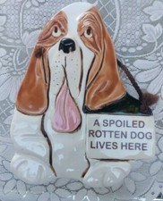 Vintage 1994 Smokey Mountain Pottery Handmade 3D Ceramic Plaque Basset Hound