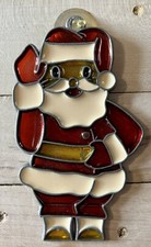 Makit Bakit Faux Stained Glass Suncatcher Santa Christmas Ornament Vintage