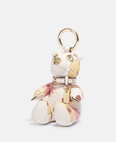 NWT Coach Bear Bag Charm Smooth Leather With Floral Cluster Print CH854 - 第 1/9 張圖片