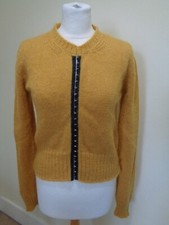 D&G DOLCE & GABBANA MUSTARD ANGORA JUMPER WITH HOOK AND EYE DETAIL - SIZE LARGE