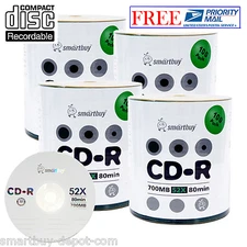 400 Pack Smartbuy 52X CD-R 700MB/80Min Logo Top Blank Media Data Recordable Disc
