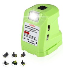 Battery Adapter LED Work Light & DC & Dual USB Charger For Ryobi 18V P189 P190