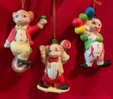 Clowns,Circus,Unicycle,Highwire,Balloon,Vintage,Set of 3,Boxed,One Repaired