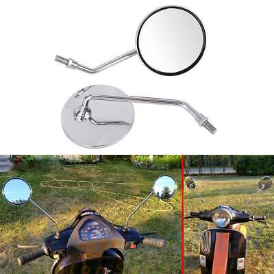 8/10mm Thread 3" Round Motorcycle Rearview Side Mirrors Universal Fit Pair FM 