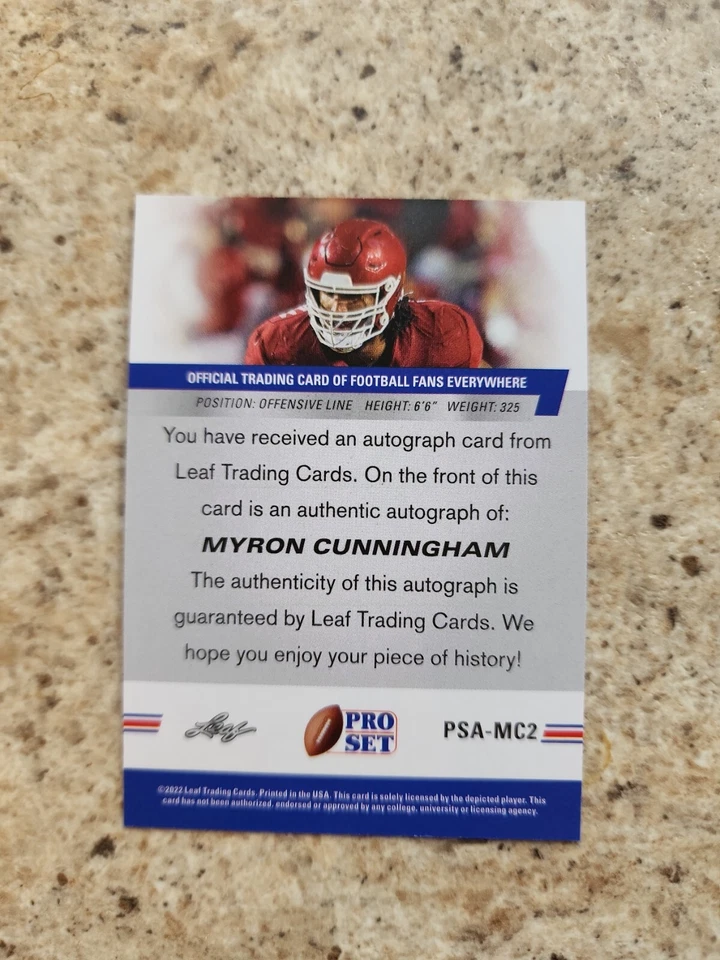 Myron Cunningham 2022 Pro Set Leaf Draft # Psa -mc2 Xrc Rookie Auto Sp Signed - Image 2 of 2