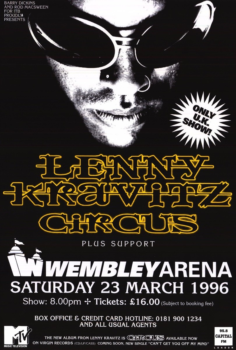 TOUR POSTER~Lenny Kravitz 1996 Circus Live at Wembley Arena