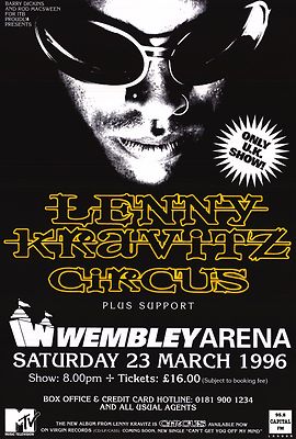 TOUR POSTER~Lenny Kravitz 1996 Circus Live at Wembley Arena