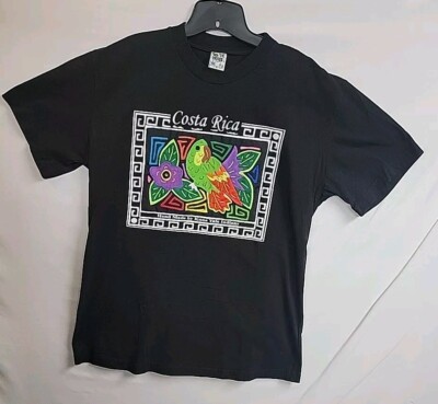 COSTA RICA Indios T-Shirt LARGE Handmade by Kuna Yala Indians Handstitched