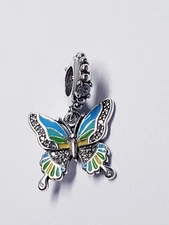 Mula 25 Sterling Silver Blue Green Butterfly Charm