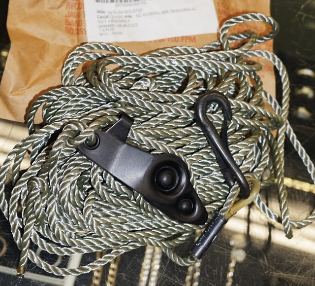 800LB RATED MILITARY SURPLUS 52' ANTENNA GUY WIRE ROPE LINE WITH HOOK