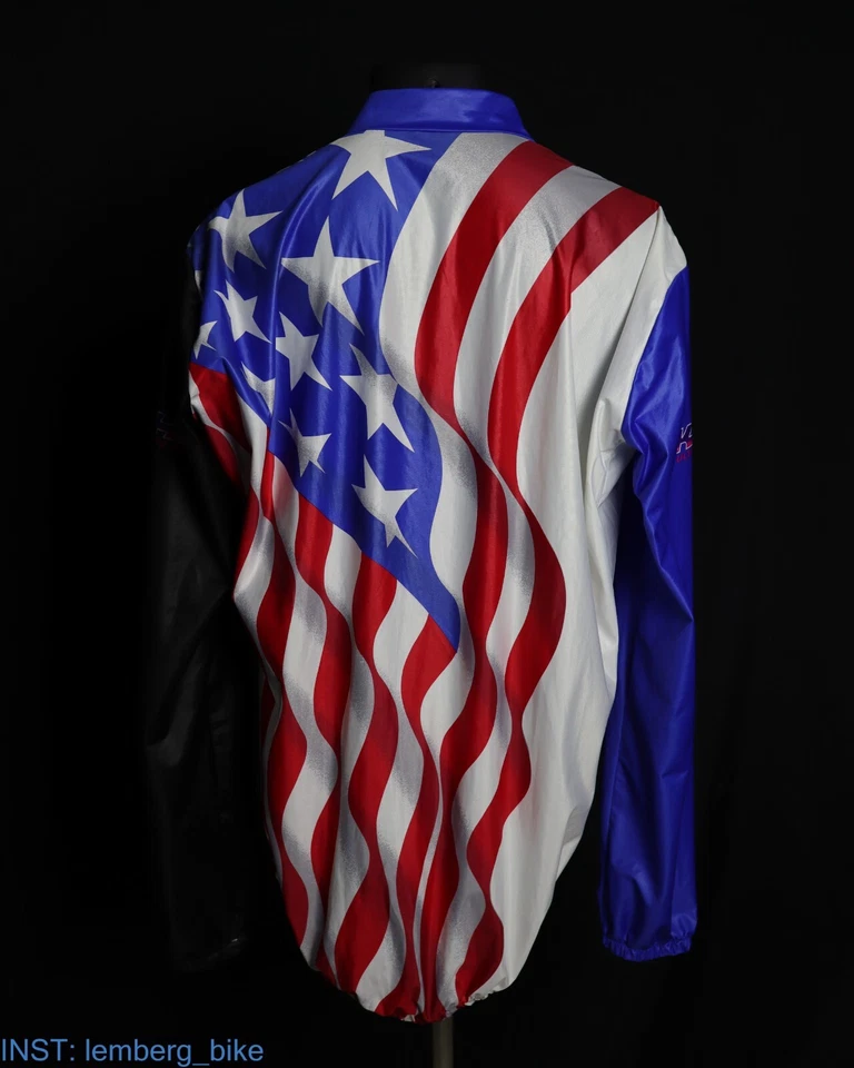 KHS MTB Vintage Ciclismo Wind Jecket Bandera EE. UU. Talla XXL #0130 Foto 3 de 4