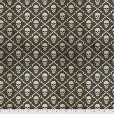 Skull Crossbones Fabric BTY, Region Beyond Halloween, Holtz PWTH151.BLACK