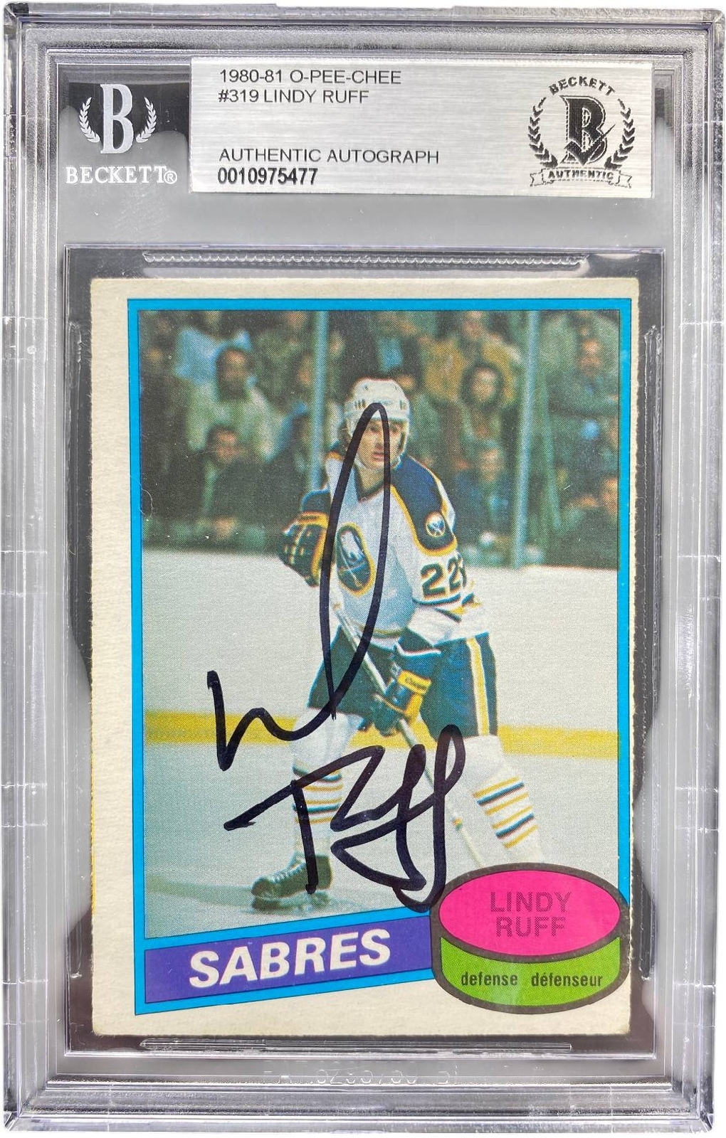 LINDY RUFF SIGNED 1980/81 O-PEE-CHEE OPC ROOKIE RC CARD #319 BECKETT ...